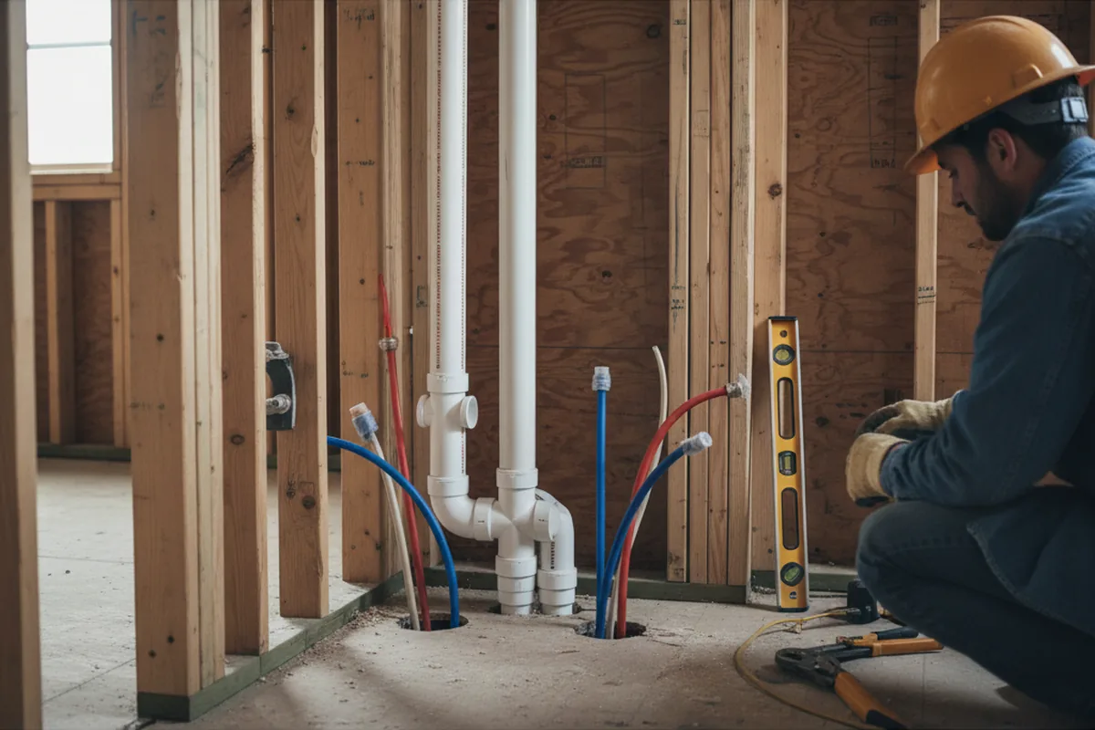 Drain and supply rough-in during Sump Pump Repair in Huntsburg