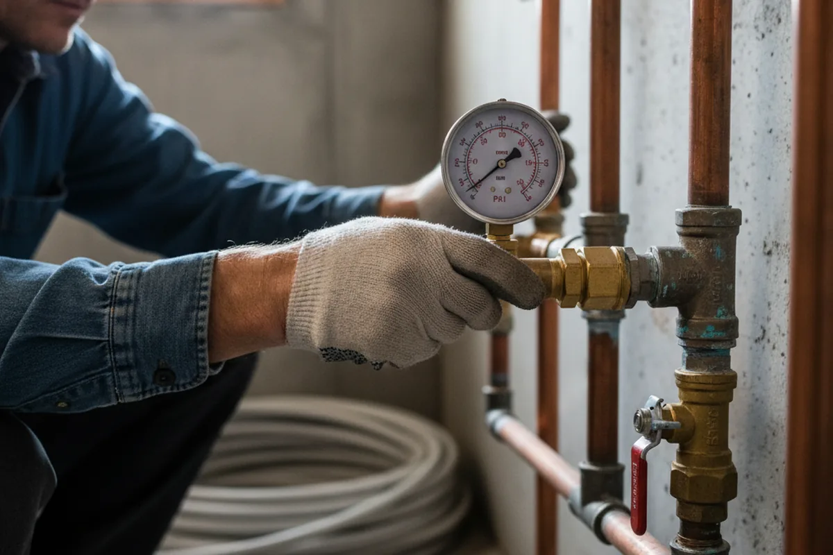 Pressure testing a repaired line during Water Line Repair in Huntsburg